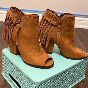 DV by Dolce Vita Tan Fringed Ankle Booties